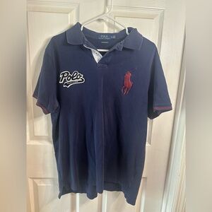 Polo Ralph Lauren‎ Navy Blue Short Sleeve Embroidered Polo Shirt, Size XL